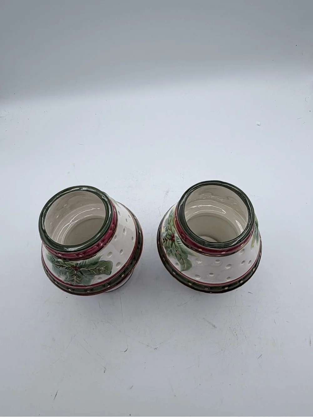 Decorative Christmas White Ceramic Fairy Lamps with Red and Green Accents